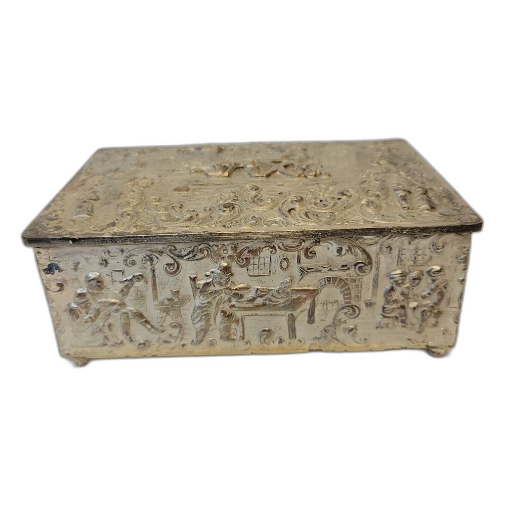 Vintage Hallmark Silverplate Ornate Trinket Jewelry Box